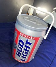 Vintage 1997 Bud Light Beer Can Replica Cooler/Ice Bucket Lid  Handle Breweriana picture