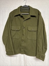 Vtg Military Shirt Medium US Army Field M-51 Olive Green Wool Korean War OG-108 picture
