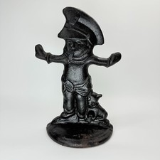Vintage Cast Iron Police Officer Door Stop With Dog Figurine Antique Style Decor picture