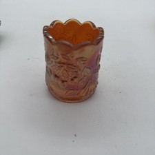 LG Wright Glass Amberina Red Hanging Cherries & Wreath Toothpick Holder Glows picture