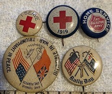 Vtg WWI Salvation Army Home Service Patriotic Celluloid Pinback Button Lot picture