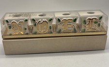 VTG O'Henry NOEL candle holders 1979 Christmas Holiday Ceramic Holly Leaf  NEW picture
