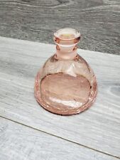 Vintage Pink Depression Glass Cruet/Decanter Etched Round  Cracked Glass Style picture