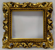 19th century Old carved Florentine frame covered Internal: 10.4 x 9.1 in picture