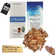 10 Small Olive Wood Pocket Crosses - 2.75 Inches with Certificate from Bethlehem picture