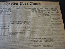 1919 MARCH 3 NEW YORK TIMES - GERMAN REPUBLIC'S FALL THREATENED - NT 6213 picture