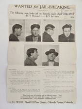 1917 antique CRIME WANTED POSTER PHOTO colorado JACK GRIFFEN AL HOGAN jailbreak picture