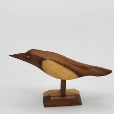 Hand Carved Wooden Bird Figurine Jamaica Souvenir Two-Tone Wood Glass Eyes picture