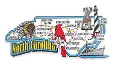 NORTH CAROLINA STATE MAP AND LANDMARKS COLLAGE FRIDGE COLLECTIBL SOUVENIR MAGNET picture