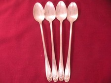 Set Of 4 Iced Teaspoons Daffodil International Silverplate 7 3/4