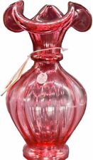 Fenton Art Glass Country Cranberry Ribbed Vase 100 Year Anniversary 2005 Red picture