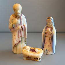 Fenton Nativity Holy Family Set 5280 NF Satin Glass Signed 95th Anniv 3 Piece picture
