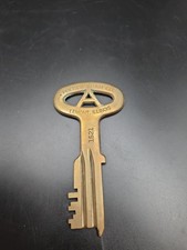 Vintage Folger Adam Co Brass Prison Key Lemont ILL Stamped 1521 Jail Cell Cut picture
