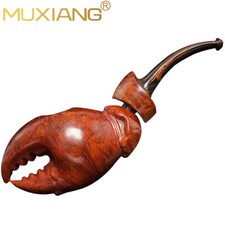 MUXIANG Smooth Freehand Pipe Wooden Tobacco Smoking Pipe Vulcanite Stem Gift Box picture