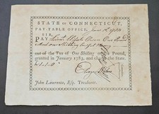 1784 REVOLUTIONARY WAR Colonial Soldier Pay Order Connecticut One Pound Shilling picture