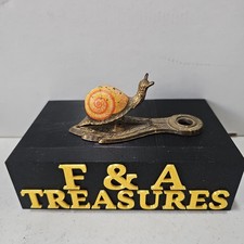 Vintage Allied Brass Snail Paper Clip Notes Holder 4”  picture