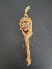 Vintage Handcrafted Amaozn Head Mask Wall art Wood 13 inch picture