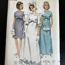Vintage 60s Butterick 4377 Empire Waist Wedding Dress Gown Sewing Pattern 12 CUT picture
