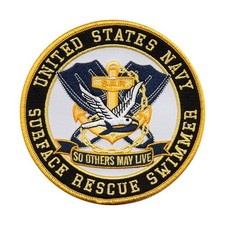 US Navy Surface Rescue Swimmer Embroidered Patch - 4 1/2