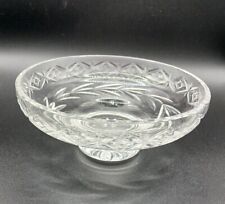 Vintage Crystal Pedestal Bowl Clear Cut Glass Engraved 6.25
