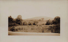 PEACEFUL MOUNTAIN SCENE FROM DIRT ROAD REAL PHOTO POSTCARD 1920s RPPC picture