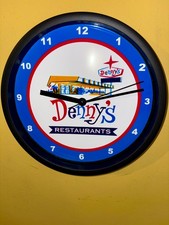 Denny's Breakfast Diner Restaurant Kitchen Man Cave Advertising Clock Sign picture