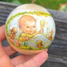 Vintage 1976 Hallmark Keepsake Baby's First Christmas Satin Ornament RARE As-Is picture