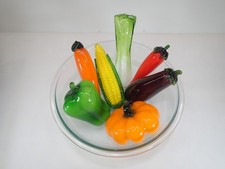 Vintage Hand Blown Glass Vegetable Lot of 7 Corn Pumpkin Eggplant Pepper picture