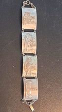 Vintage Sterling Silver England Landmark Bracelet 44g Made in England picture