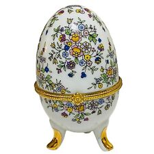 Imperial Treasures Collection Porcelain Egg Trinket Floral Footed picture