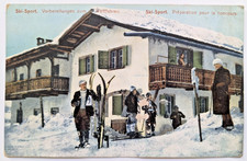 Antique 1910s European Postcard Early Alps Alpine Skiing Winter Sports Scene picture
