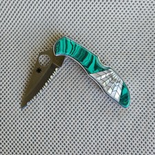 Spyderco Delica Custom Knife  Santa Fe Stoneworks Collectible Malachite/MOP picture