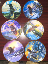 The Franklin Mint Int’l Wildlife Coalition Set of 6 Porcelain Eagle Plates picture