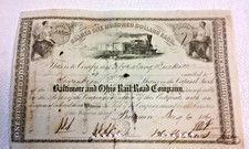 Aug 6, 1867 Johns Hopkins signed B&O Railroad Stock Certificate Hospital Founder picture