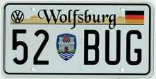 1952 Wolfsburg Germany Volkswagen VW Metal License Plate No Frame GHIA BUG BUS picture