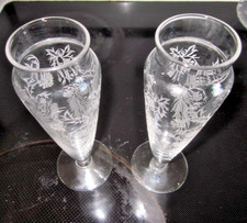 2 Fostoria Heather pattern Vases Glass Crystal Tableware. Vintage. picture