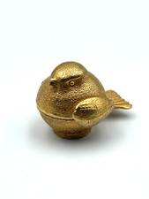 Vintage Florenza Gold Tone Metal Bird Thimble/Thread Holder picture