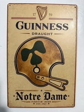 Guinness Beer Notre Dame Football Sign Fighting Irish Retro Upside Down Shamrock picture