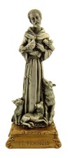 Pewter Saint St Francis of Assisi Figurine Statue on Gold Tone Base, 4 1/2 Inch picture