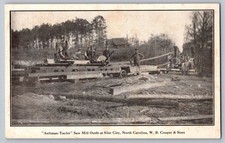 Antique Postcard Siler City NC Aultman-Taylor Saw Mill Outfit Steam Engine 1910s picture