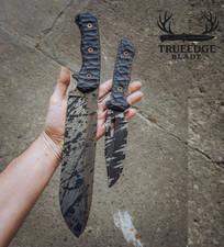 Custom Handmade Fixed Blade Outdoor Utility Tool Set Black Blood Finish Gift picture