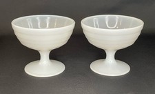 2 Vtg HAZEL ATLAS Moderntone Platonite White Sherbet/Dessert/Champagne Glasses picture