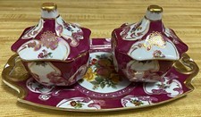 Vintage Royal Europe Hand Painted Porcelain Condiment Set Tray Decorative picture
