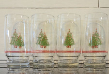 Vintage JCPenney Christmas Tree Glasses Set 4 Holiday drinkware NOS picture