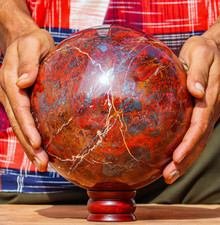 Superb XL 195mm Red Jaspilite Sphere 24 lb Healing Reiki Decor Stone Gift picture