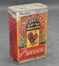 Wm G Bell Co Poultry Seasoning Meat Game Fish Paper Label Tin Boston Antique picture