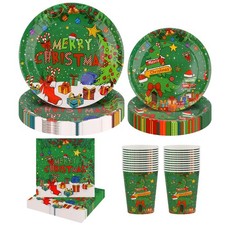 GRINCH Christmas Party Supplies Set for 24 Paper Plates,GREEN MONSTER WHOVILLE picture
