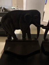 Vintage 1920s Cast Bronze Elephant Pair Bookends picture
