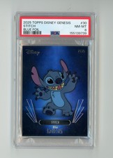 2025 Topps Disney Genesis Stitch #30 Blue Foil /75 PSA 8 NM-MT picture