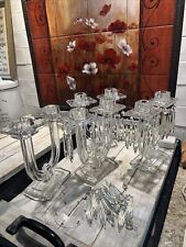 Vintage Heisey Glass 1920s Candle Sticks Holders Extra Crystals Art Deco Era 4 picture